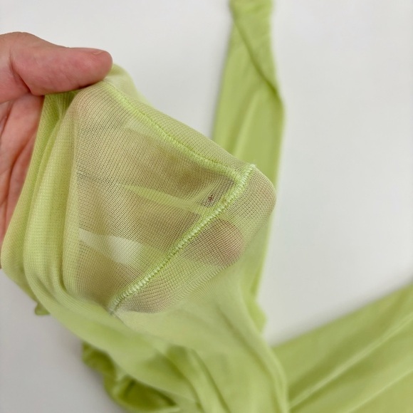GRLFRND Long Sleeve Mesh Tee in Electric Lime Size XS - Picture 8 of 12